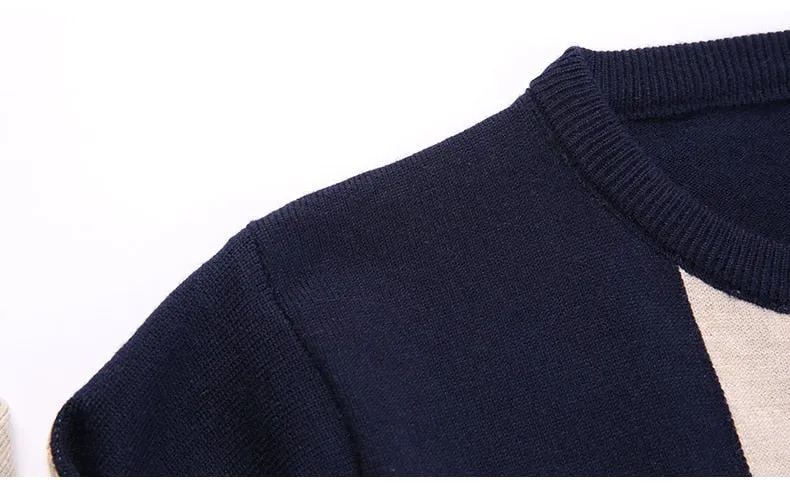 Men's Winter Black Color O-Neck Standard Wool Flat Knitted Pullover