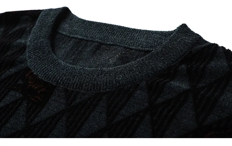 Men's Winter Standard Wool O-Neck Flat Knitted Sweatshirt Pullover