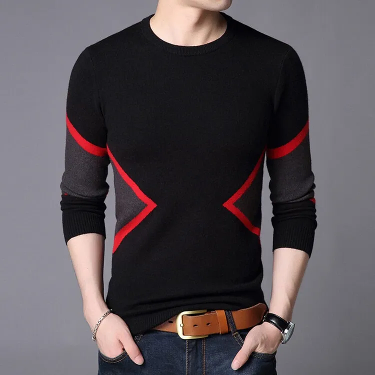 Men's Winter Thick-Warm Standard Wool O-Neck Flat Knitted Pullover