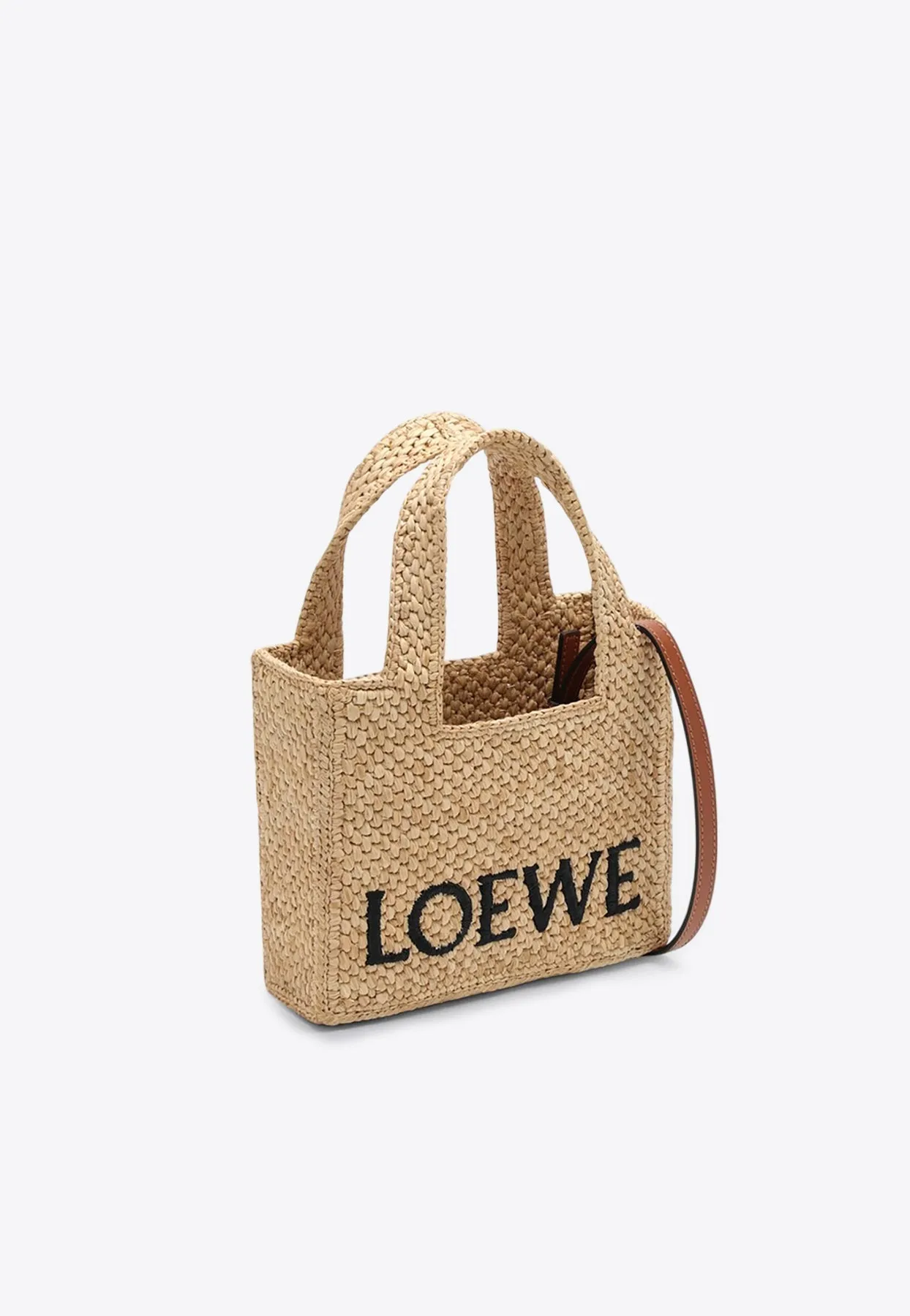 Mini Logo Raffia Tote Bag