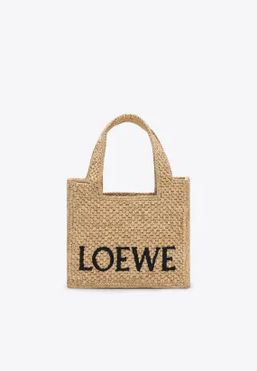 Mini Logo Raffia Tote Bag