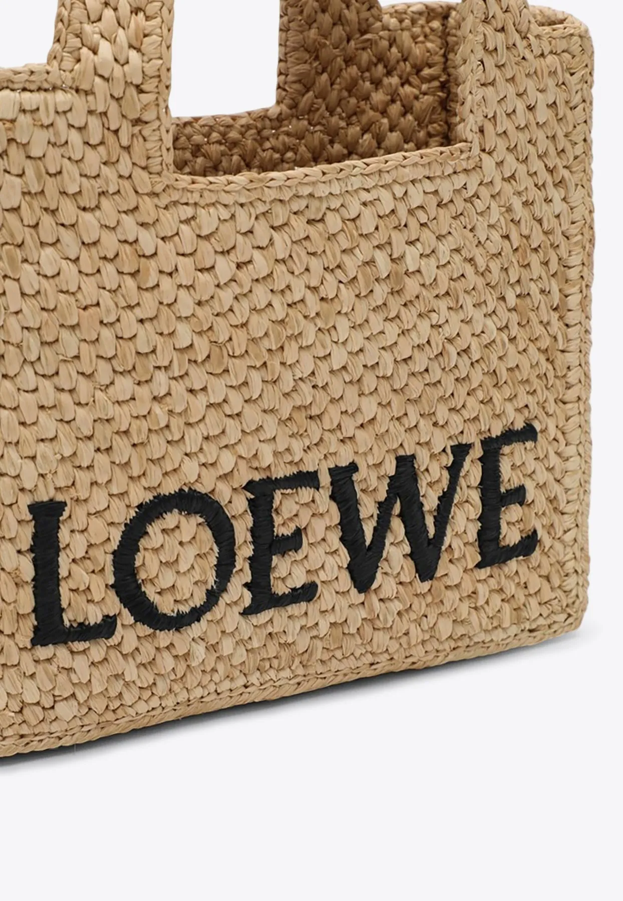 Mini Logo Raffia Tote Bag