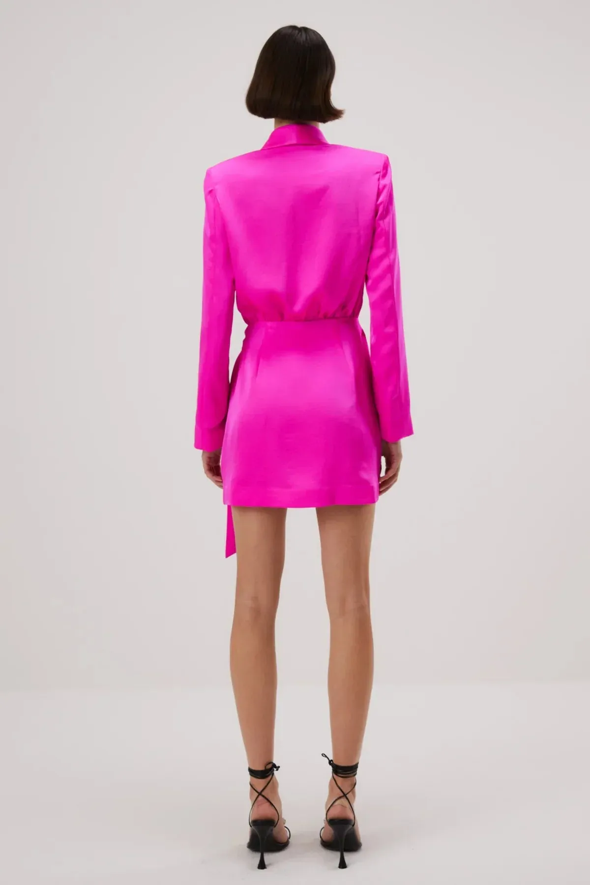 Misha Azera Satin Mini Dress - Hot Pink