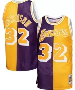 Mitchell & Ness Men's NBA Magic Johnson Los Angeles Lakers Big & Tall Hardwood Classics 1984/85 Split Swingman Jersey