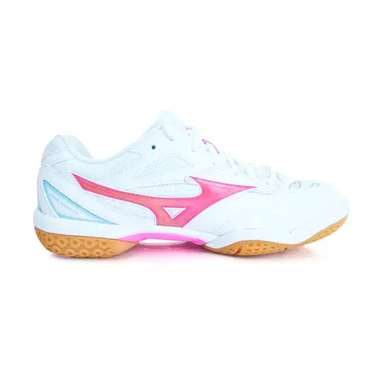 Mizuno Wave Fang Pro Badminton Shoes | White/Pink/Blue