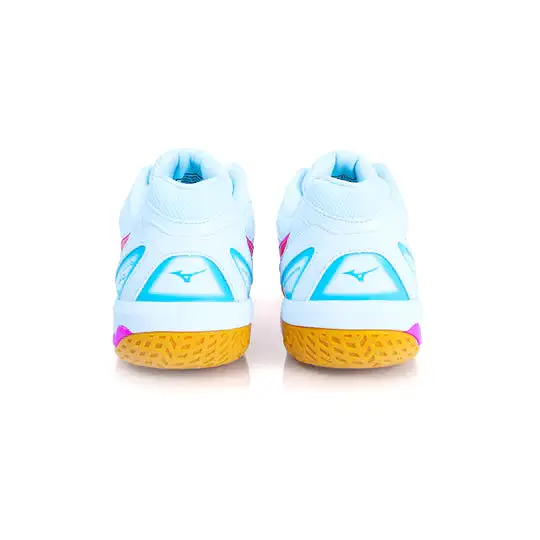 Mizuno Wave Fang Pro Badminton Shoes | White/Pink/Blue