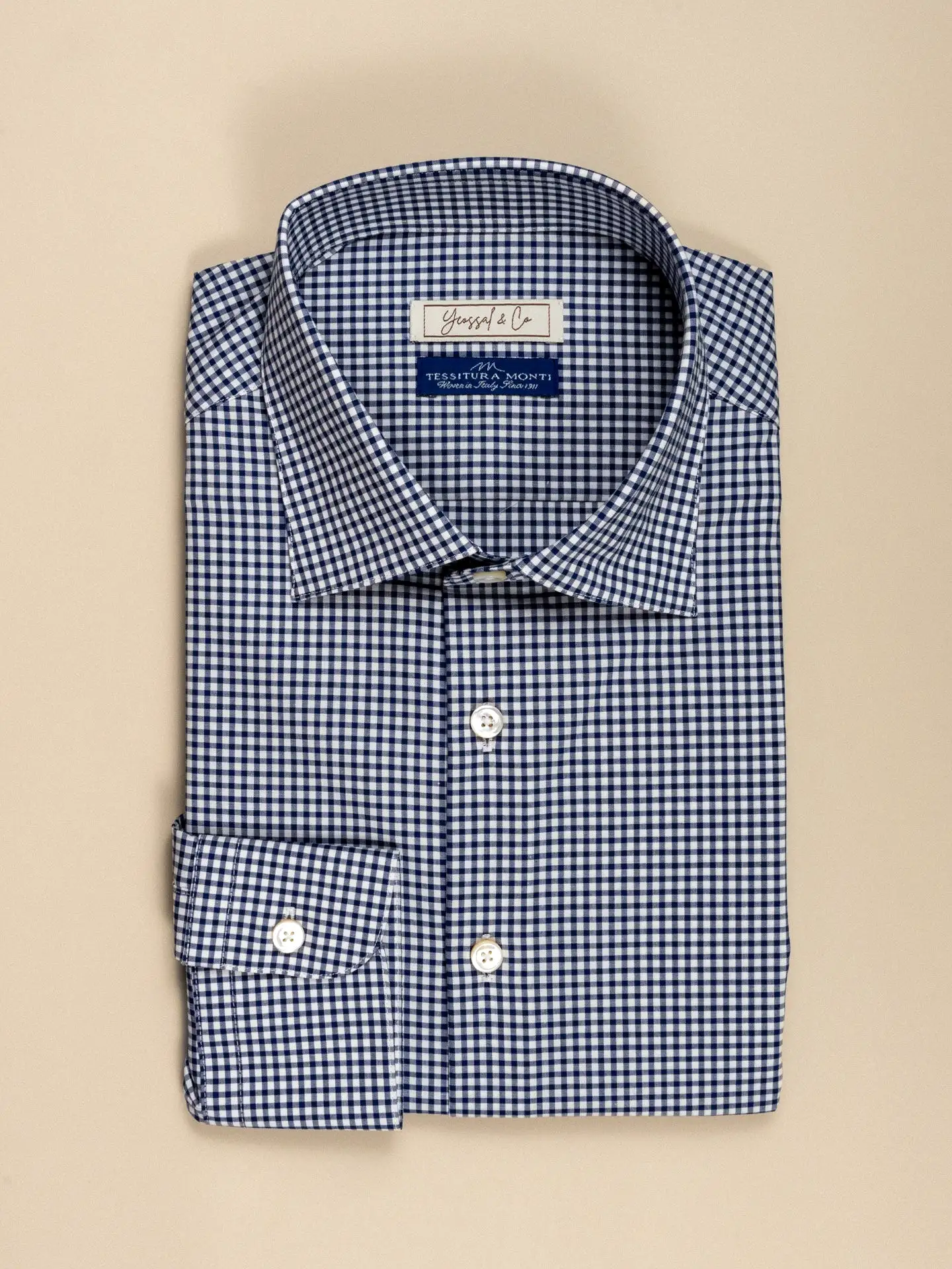 Monti Navy Gingham Cotton Shirt MFC0204