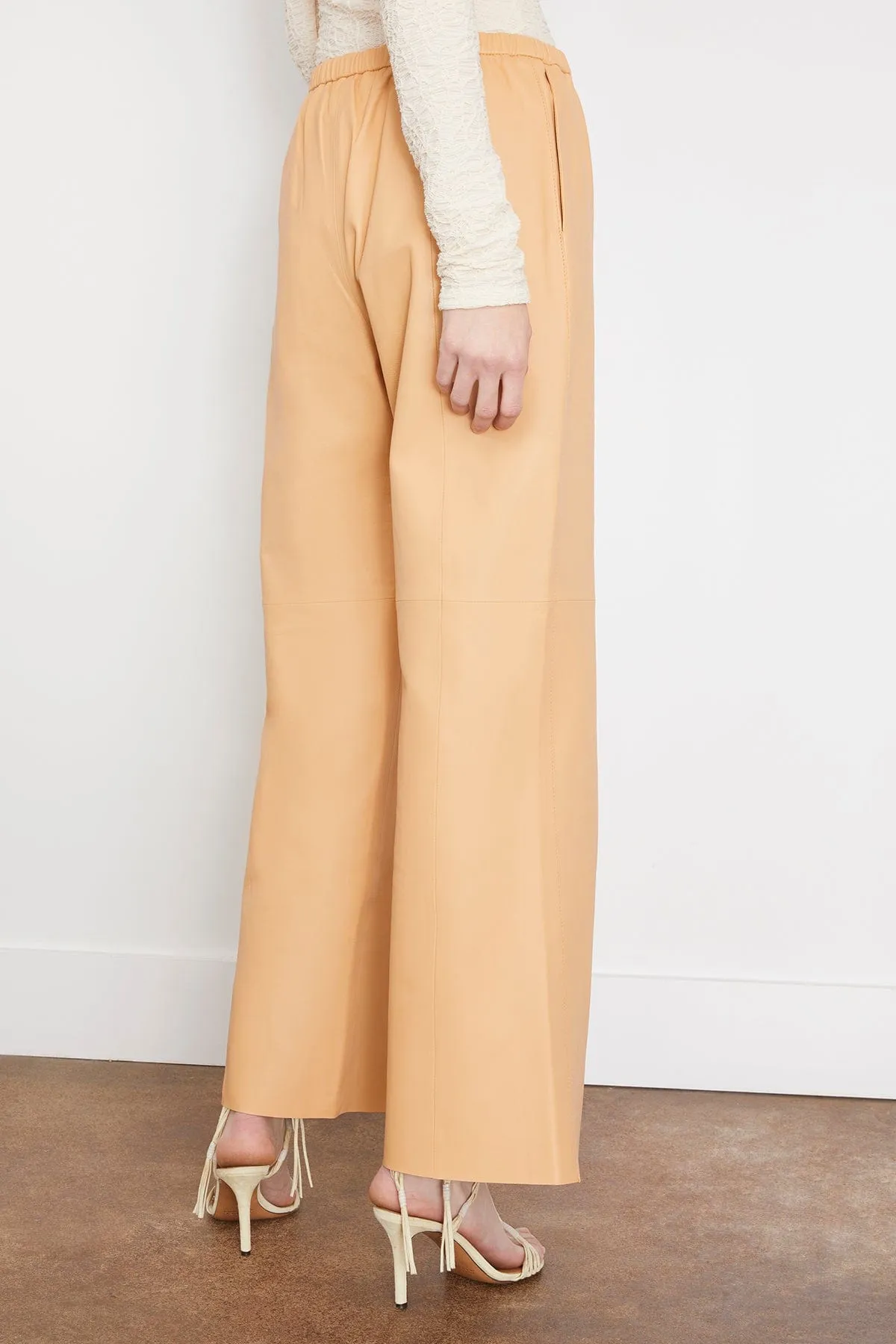 Nappa Leather Flared Pant in Cream