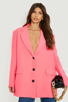 Neon Contrast Button Relaxed Fit Blazer