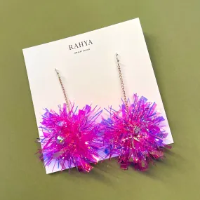 Neon Hot Pink Pom Pom Earrings