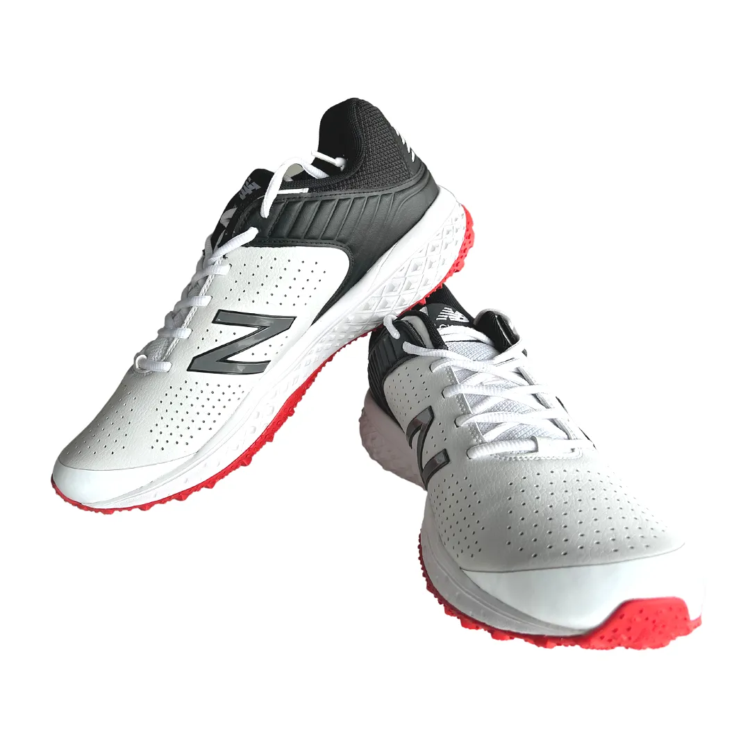 New Balance CK 4020 Rubber Spike Cricket Shoes - White/Red