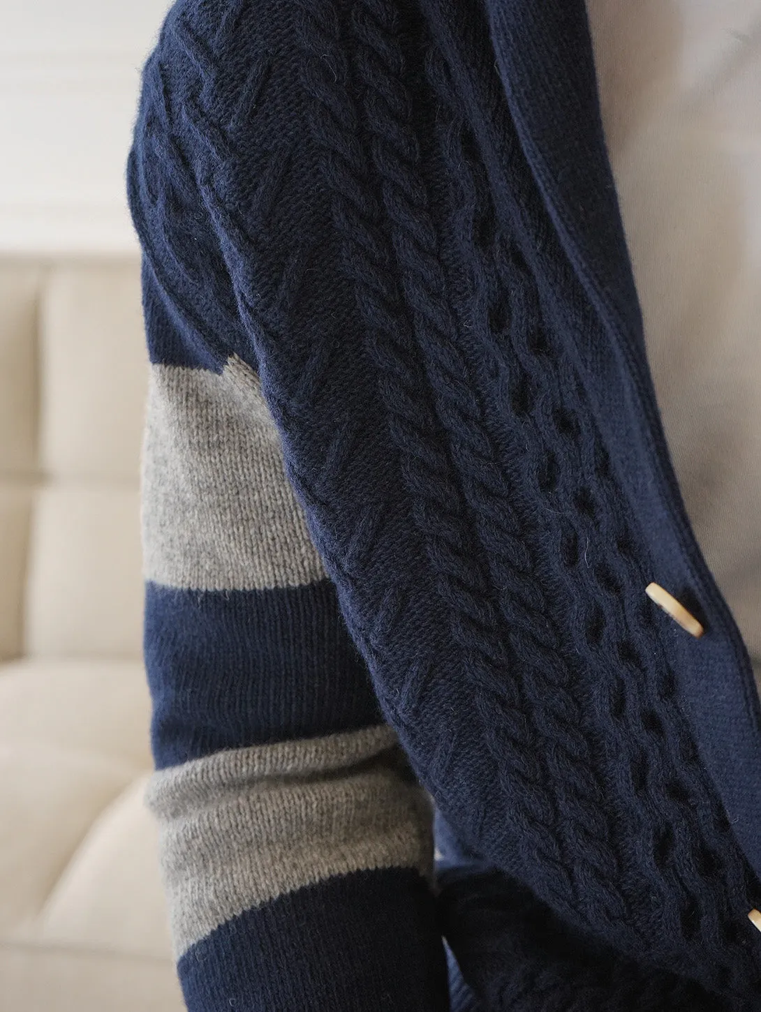 Nicholson Shawl Cardigan - Navy Stripes