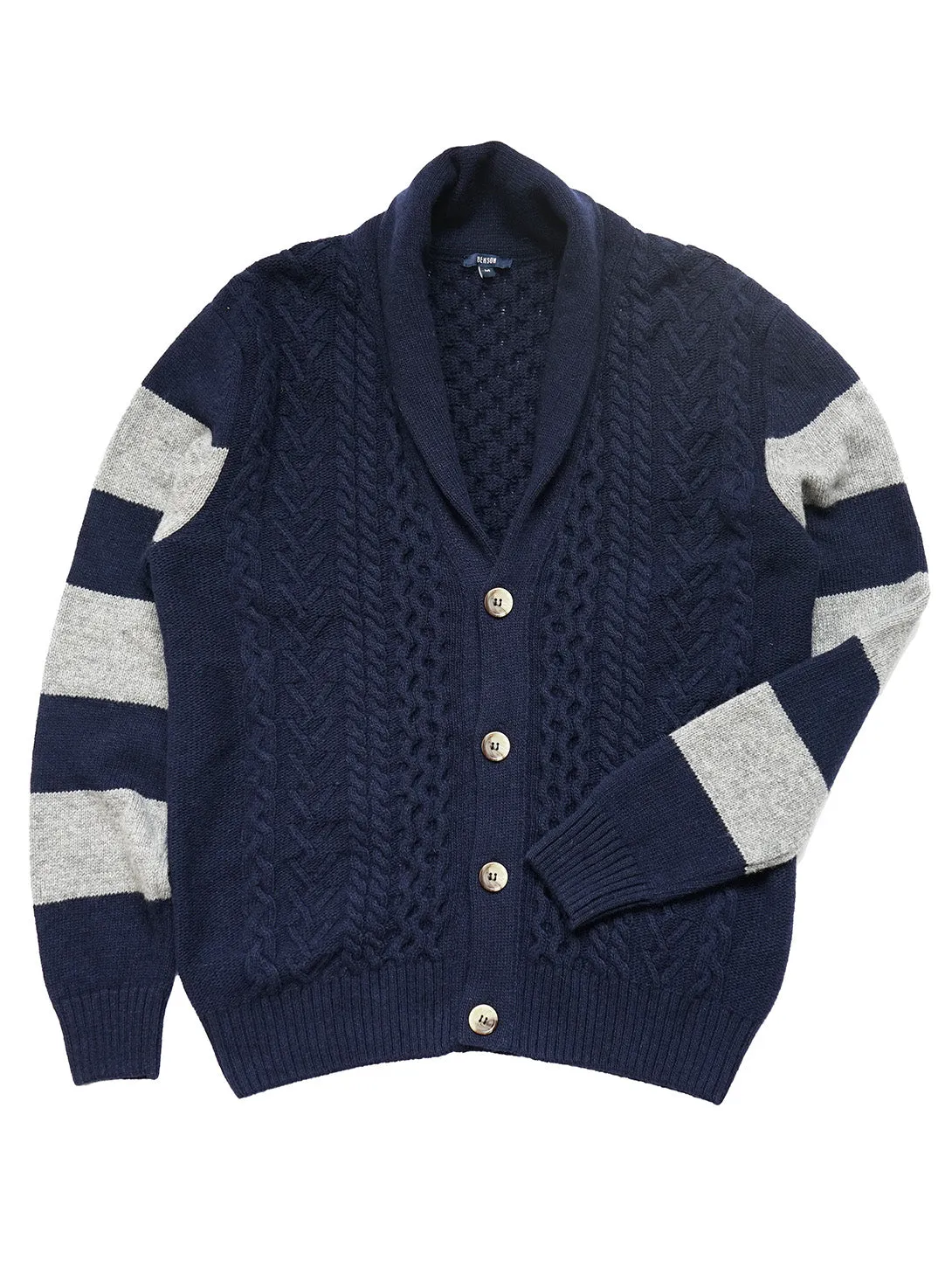 Nicholson Shawl Cardigan - Navy Stripes