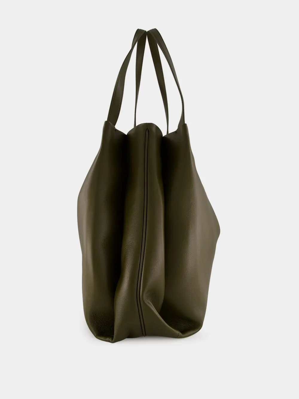 Olive Green Leather Tote Bag