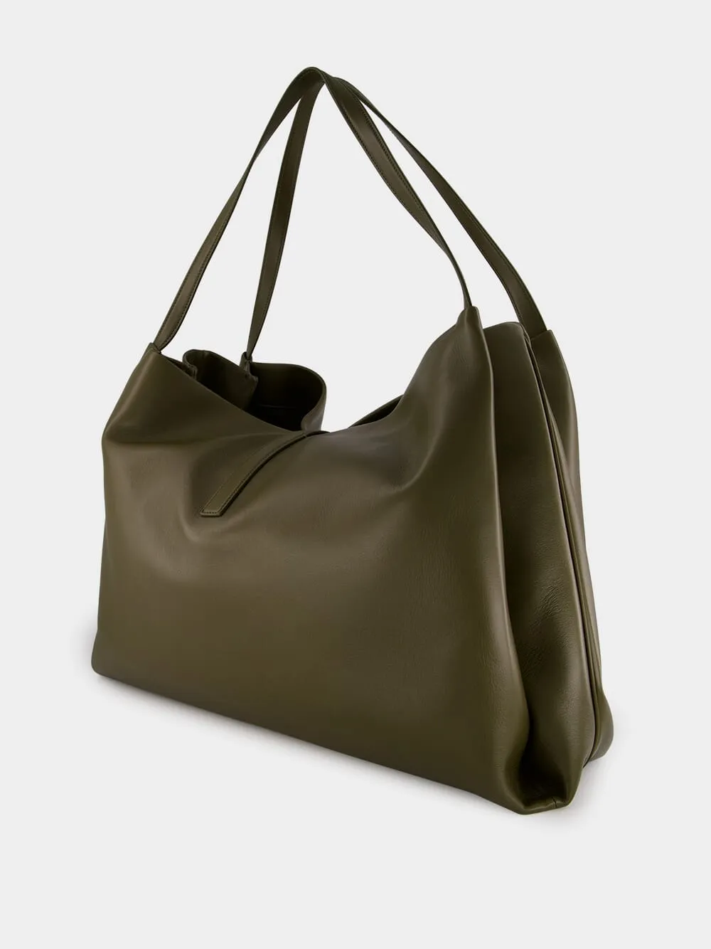 Olive Green Leather Tote Bag