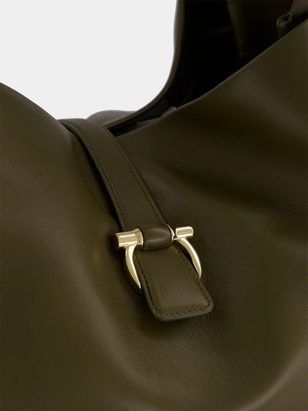 Olive Green Leather Tote Bag