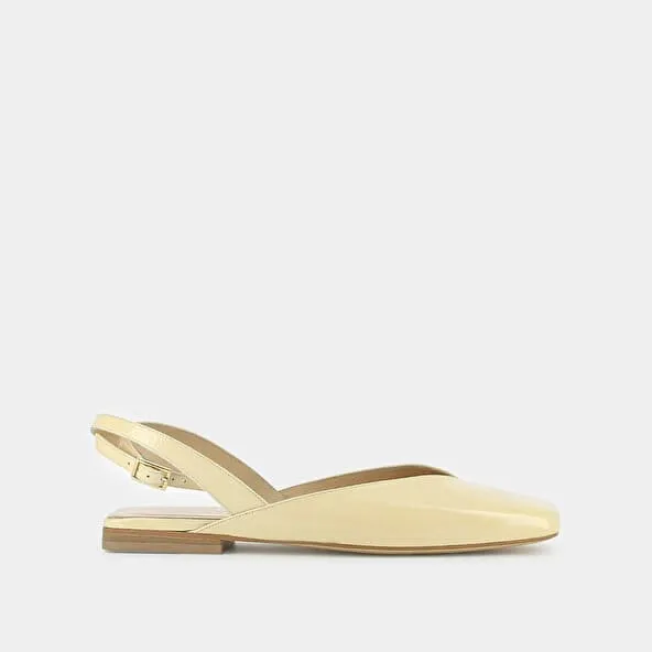 Open side ballet flat in yellow patent leather