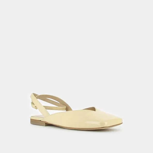 Open side ballet flat in yellow patent leather