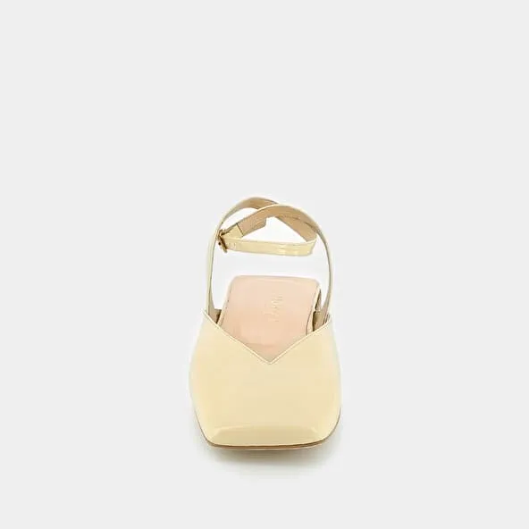 Open side ballet flat in yellow patent leather