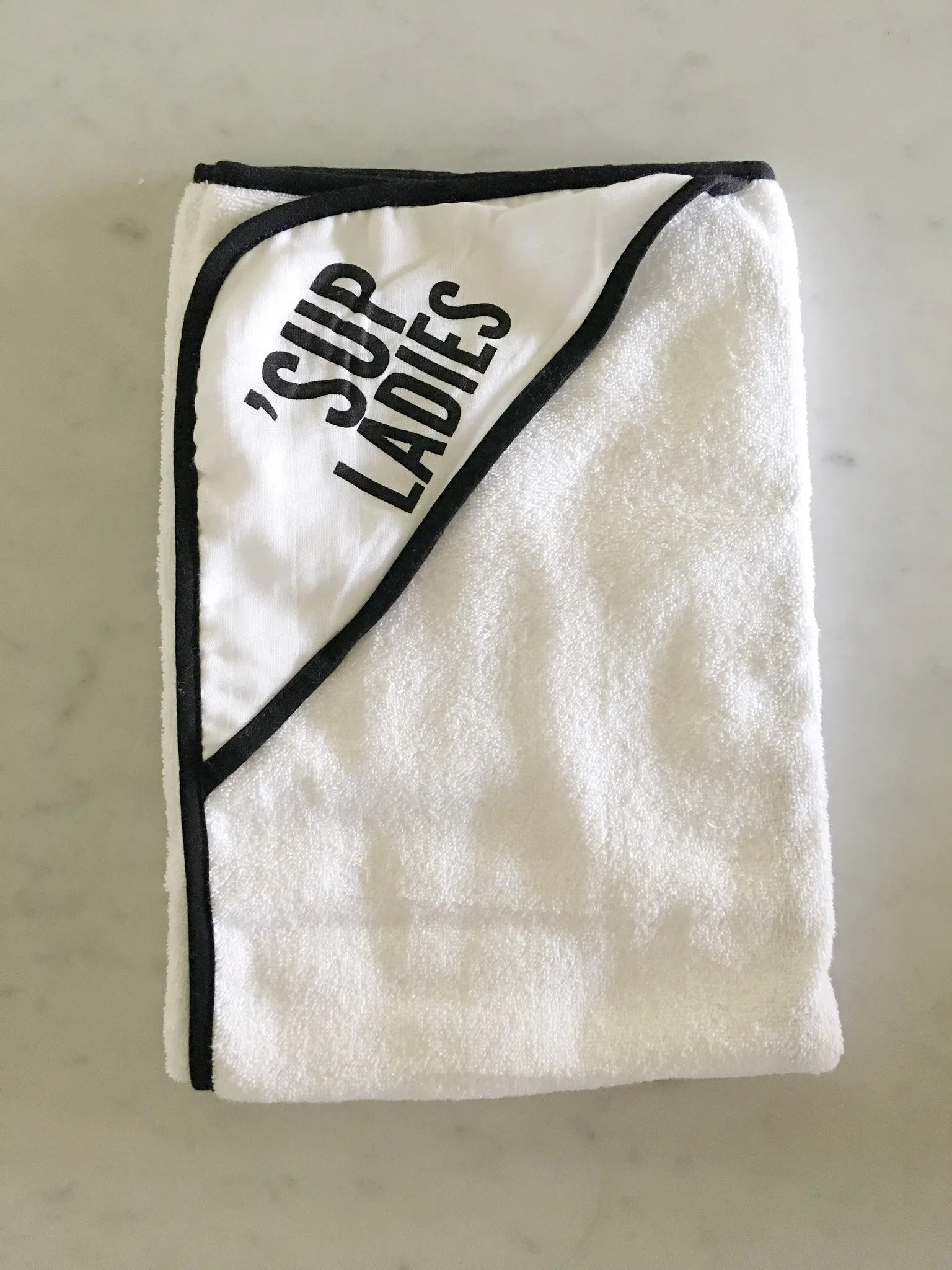 Organic Cotton Muslin + Terry Hooded Towel -  'Sup Ladies