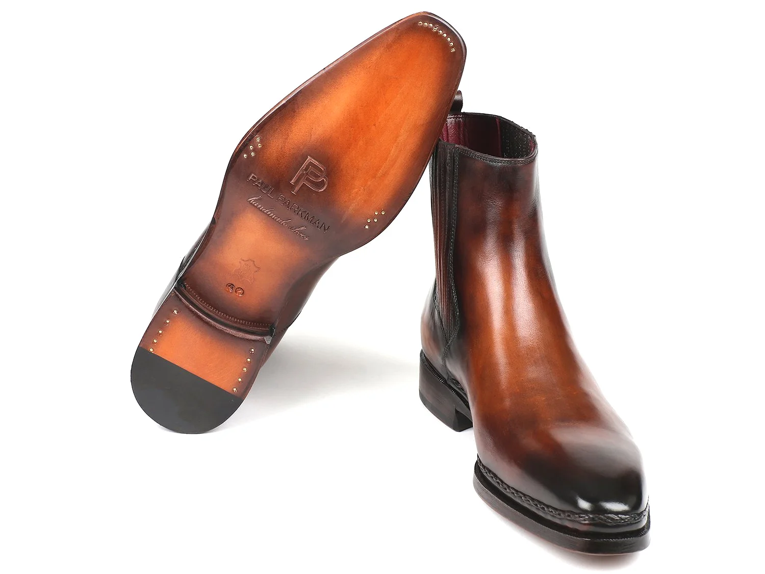 Paul Parkman Chelsea Boots Brown Burnished Leather