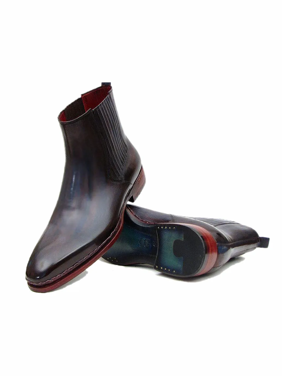 Paul Parkman Men's Chelsea Boots Navy & Bordeaux