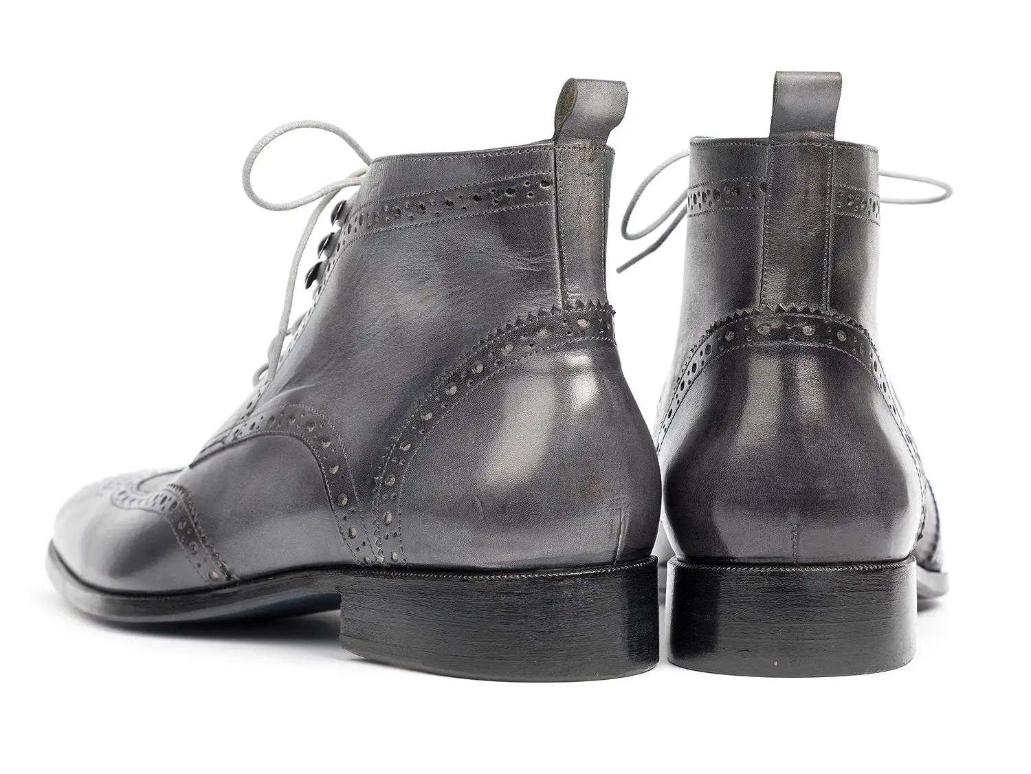 Paul Parkman Wingtip Ankle Boots Gray Hand-Painted