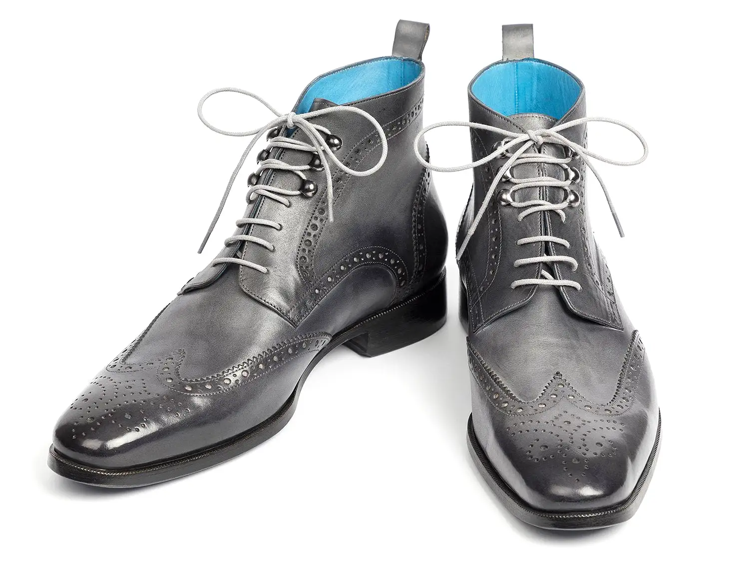 Paul Parkman Wingtip Ankle Boots Gray Hand-Painted