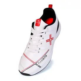 Payntr Spike Cricket Shoes - White/Black