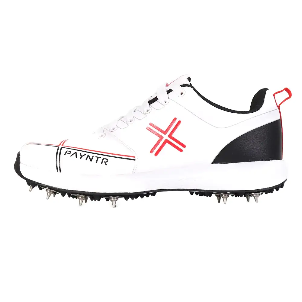 Payntr Spike Cricket Shoes - White/Black