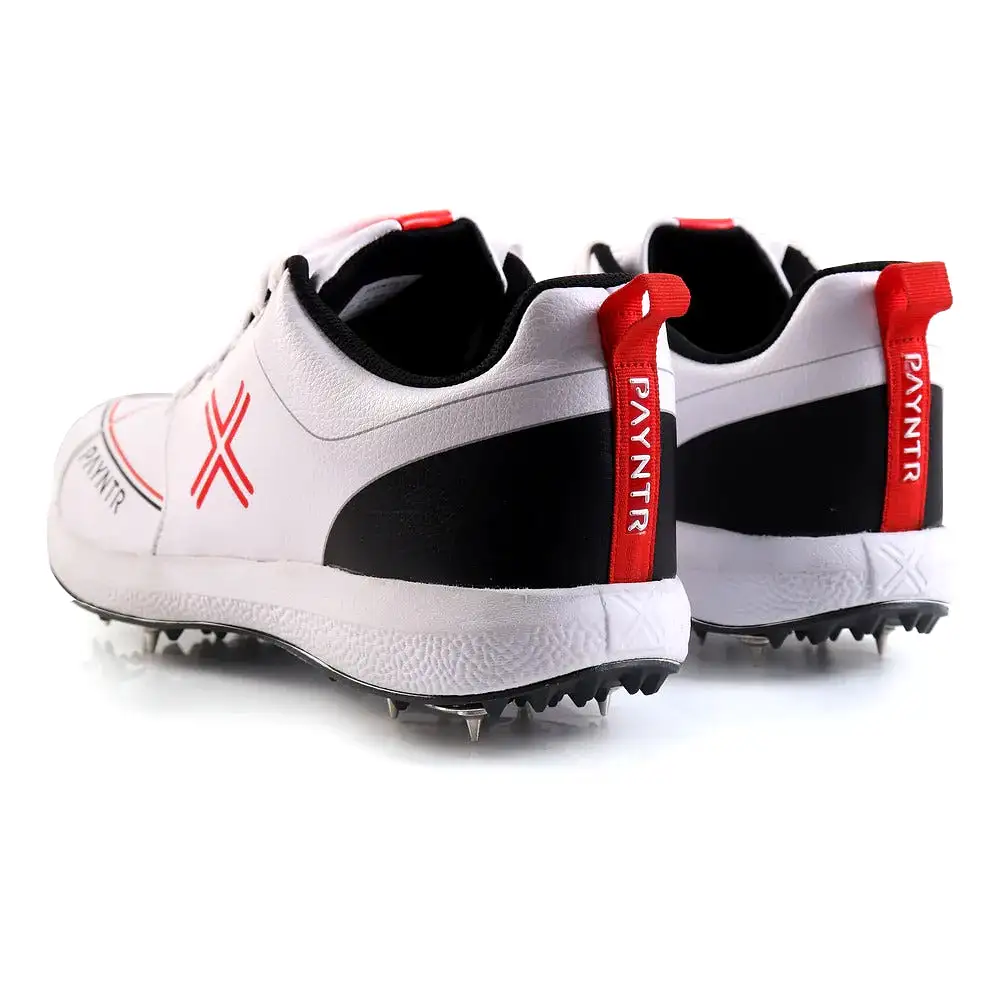 Payntr Spike Cricket Shoes - White/Black