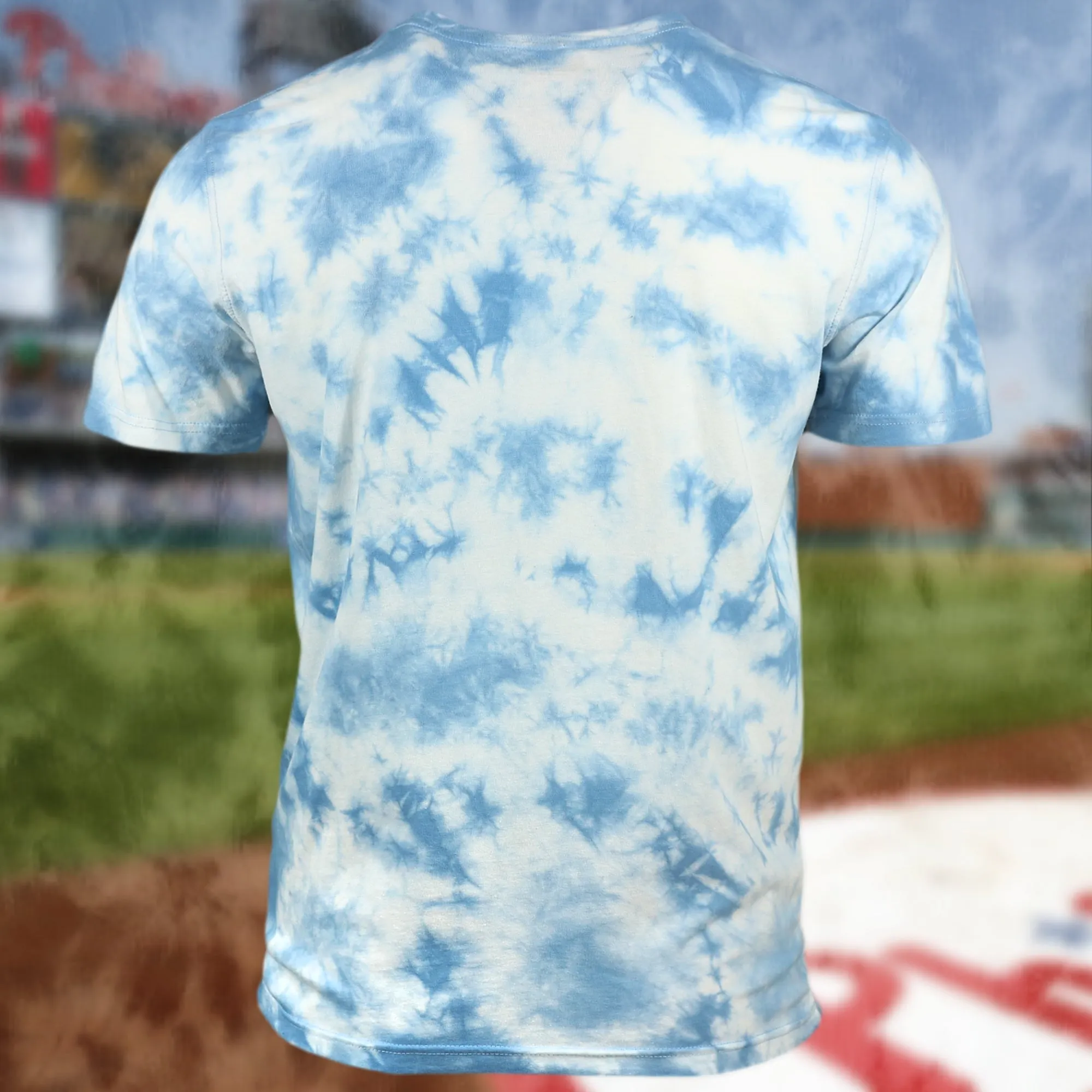 Philadelphia Phillies Cooperstown Phillies Wordmark Tie-Dye MLB T-Shirt | Columbia Blue Tie-Dye T-shirt