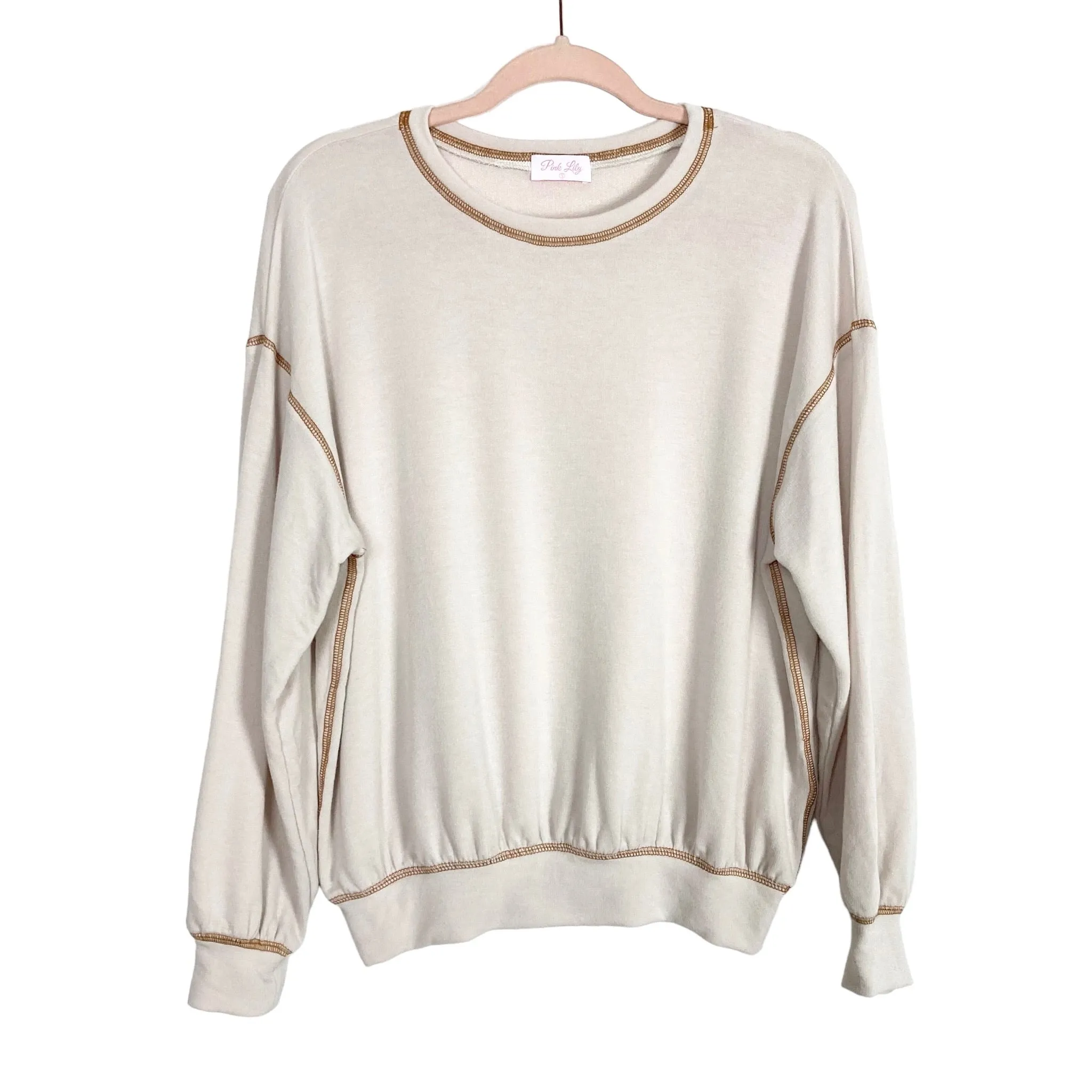 Pink Lily Cream Slouchy Pullover Top- Size S (sold out online)