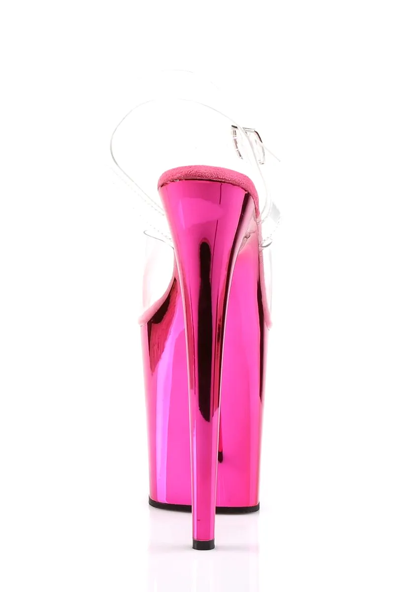 Pleaser USA Flamingo-808 Chrome 8inch Pleasers - Hot Pink