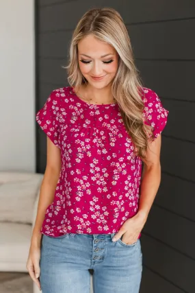 Radiant Presence Floral Top- Hot Pink