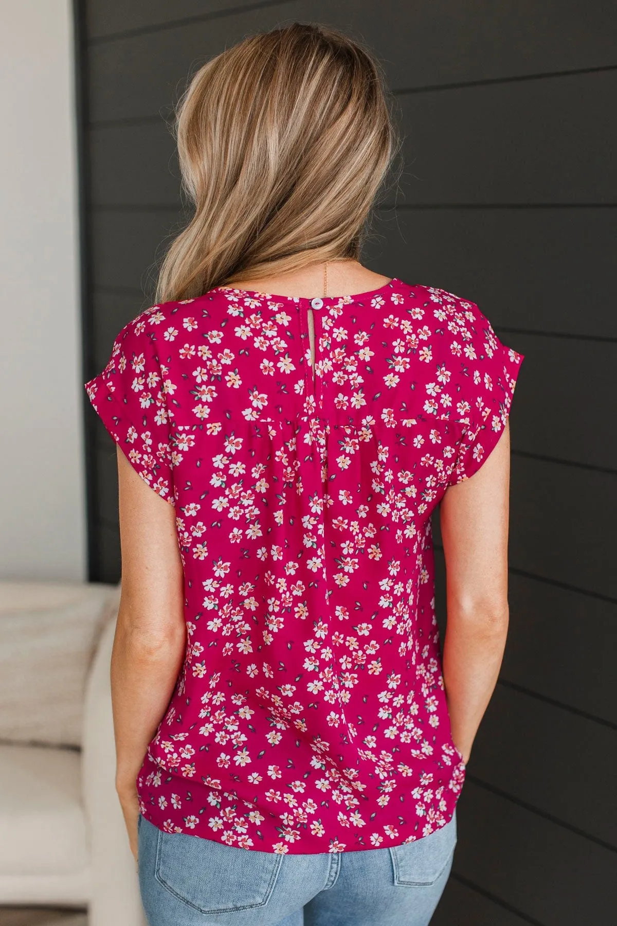 Radiant Presence Floral Top- Hot Pink