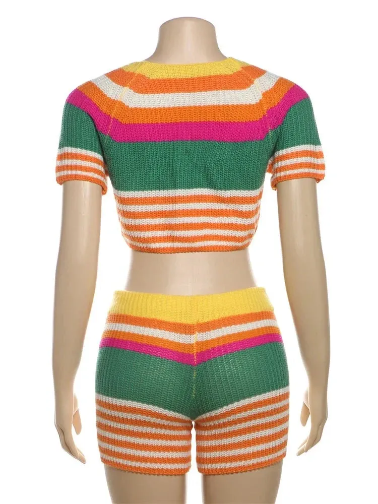 Rainbow Knit Short Set