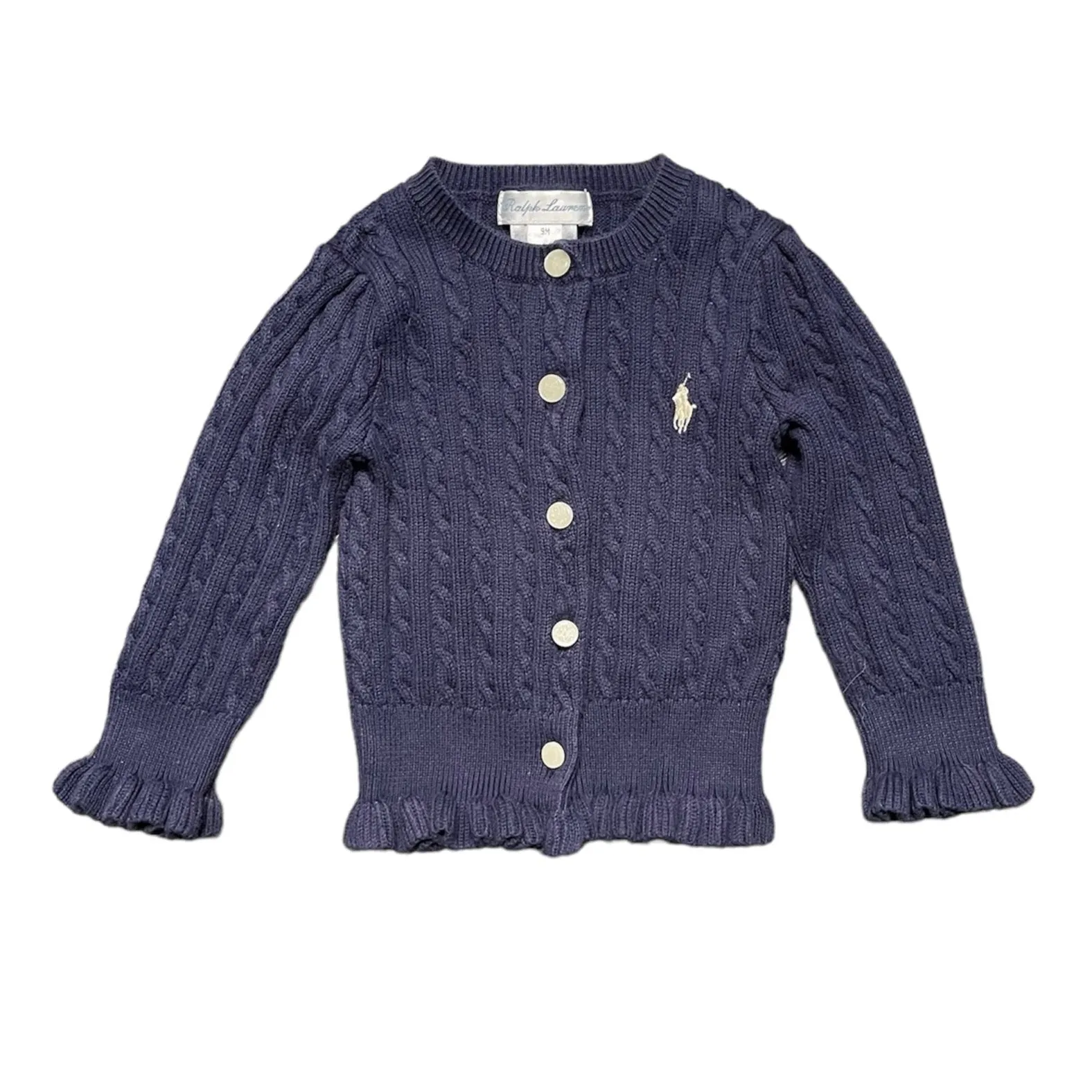 Ralph Lauren Cable-Knit Cotton Peplum Cardigan