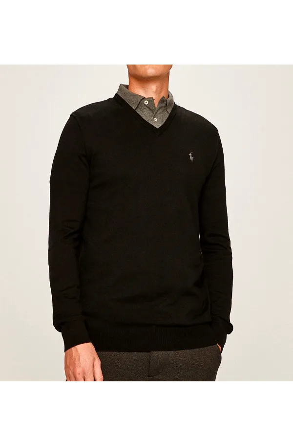 Ralph Lauren V-Neck Knit Pullover Black