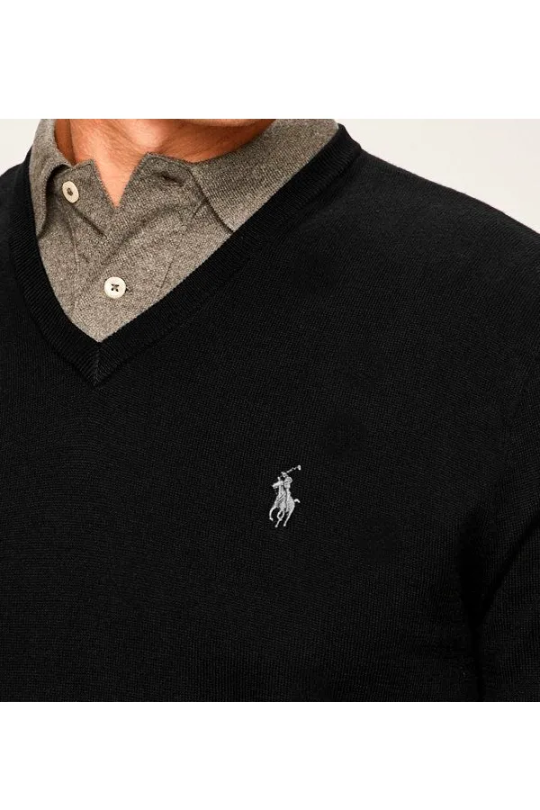 Ralph Lauren V-Neck Knit Pullover Black