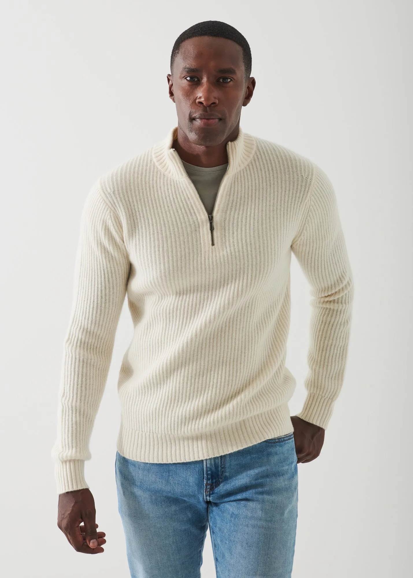 RIBBED CASHMERE QUARTER-ZIP