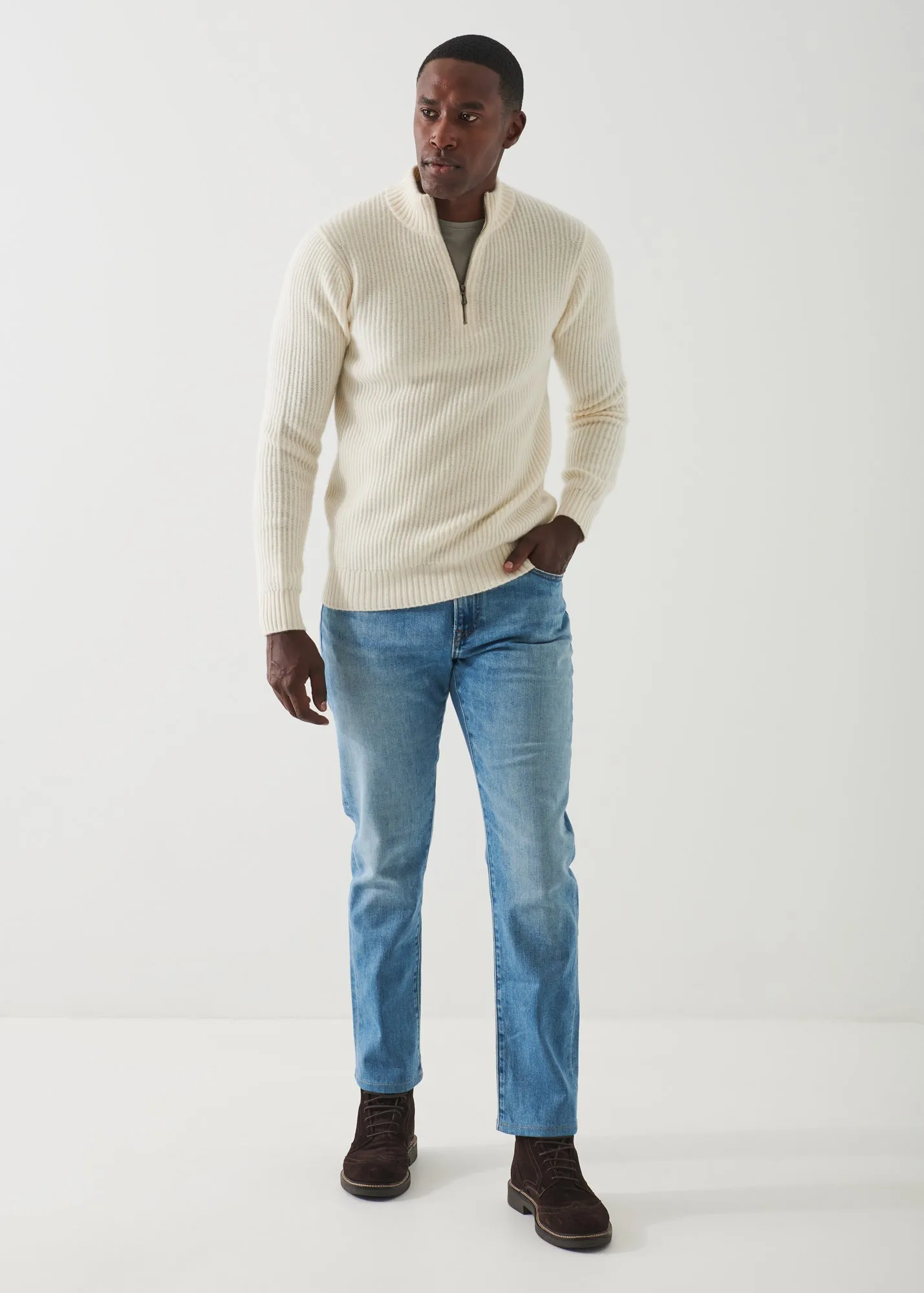 RIBBED CASHMERE QUARTER-ZIP