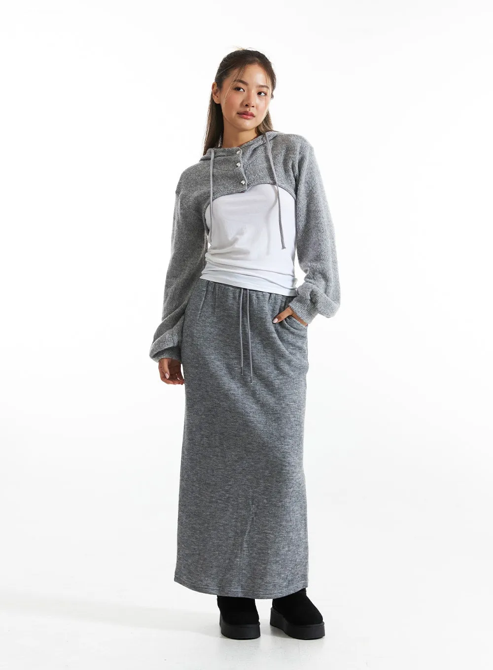 Ribbed Knit Maxi Skirt CO313