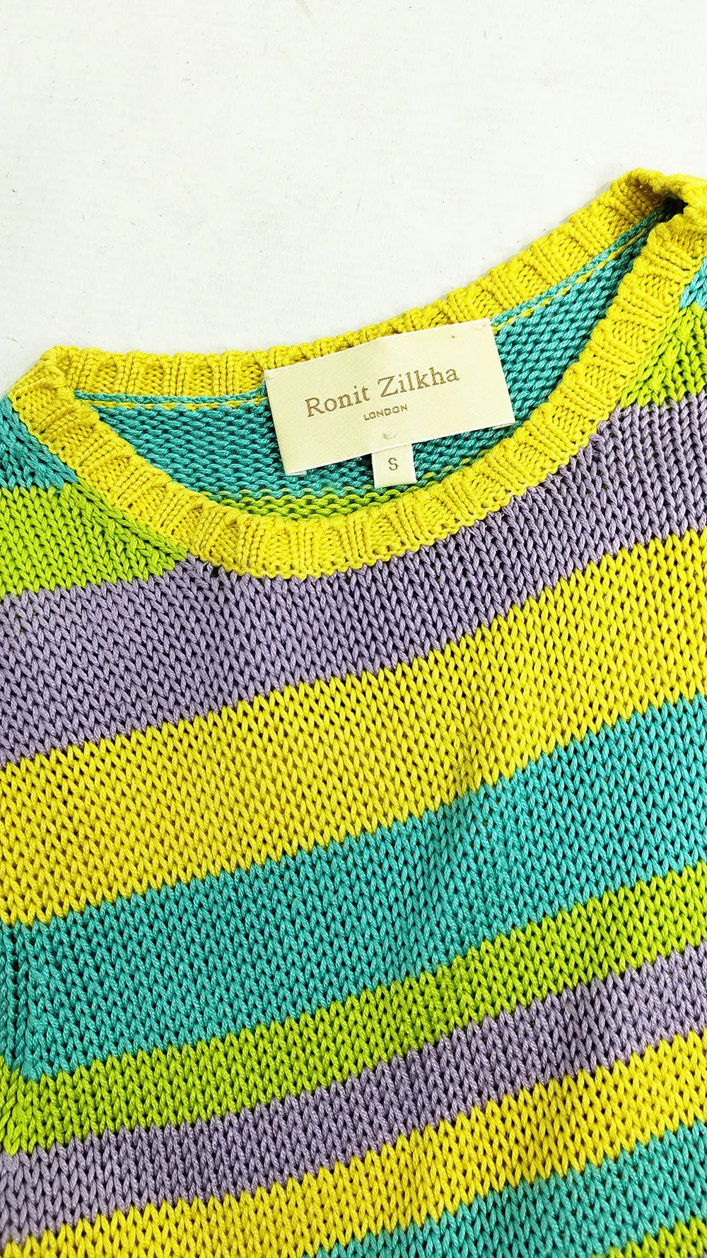 Ronit Zilkha Vintage Silk Knit Striped Sweater Vest