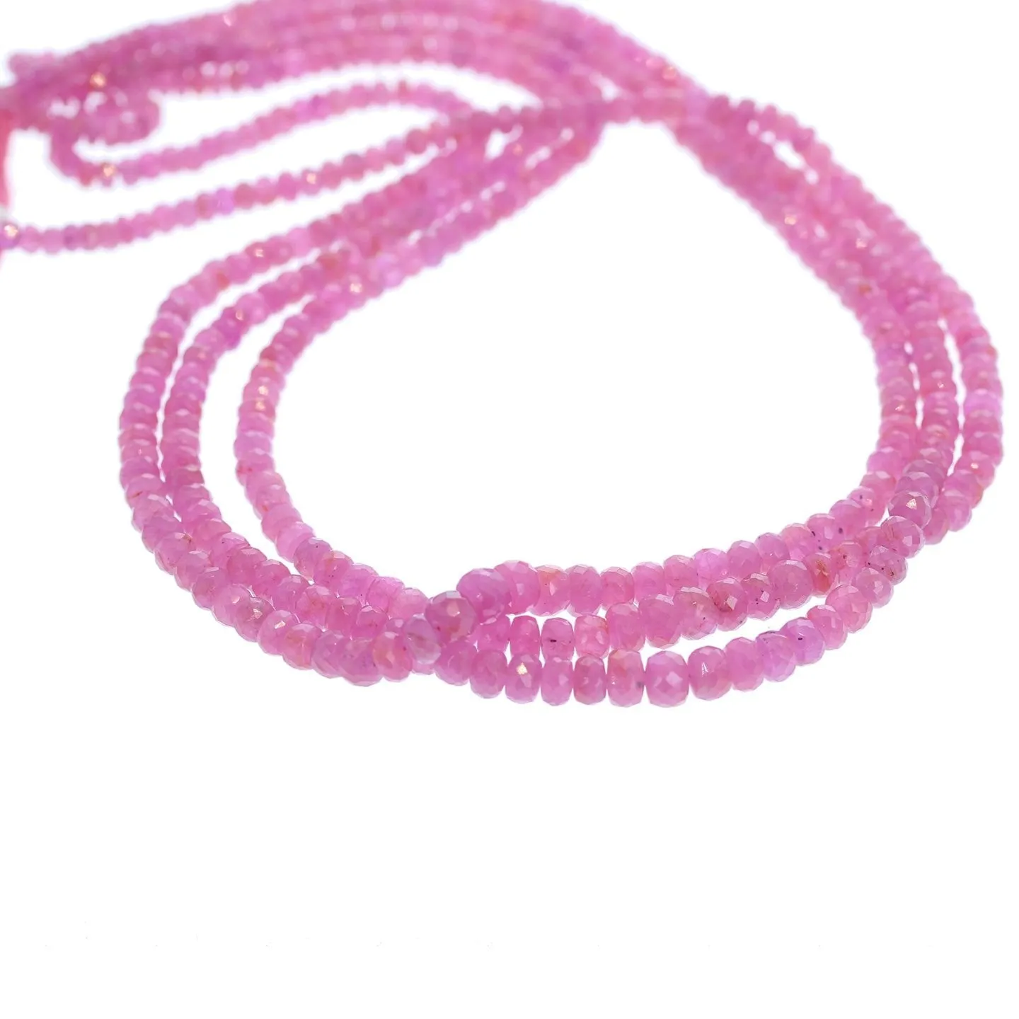 Sapphire Beads Faceted Rondelles Hot Pink 3-5.5Mm 16