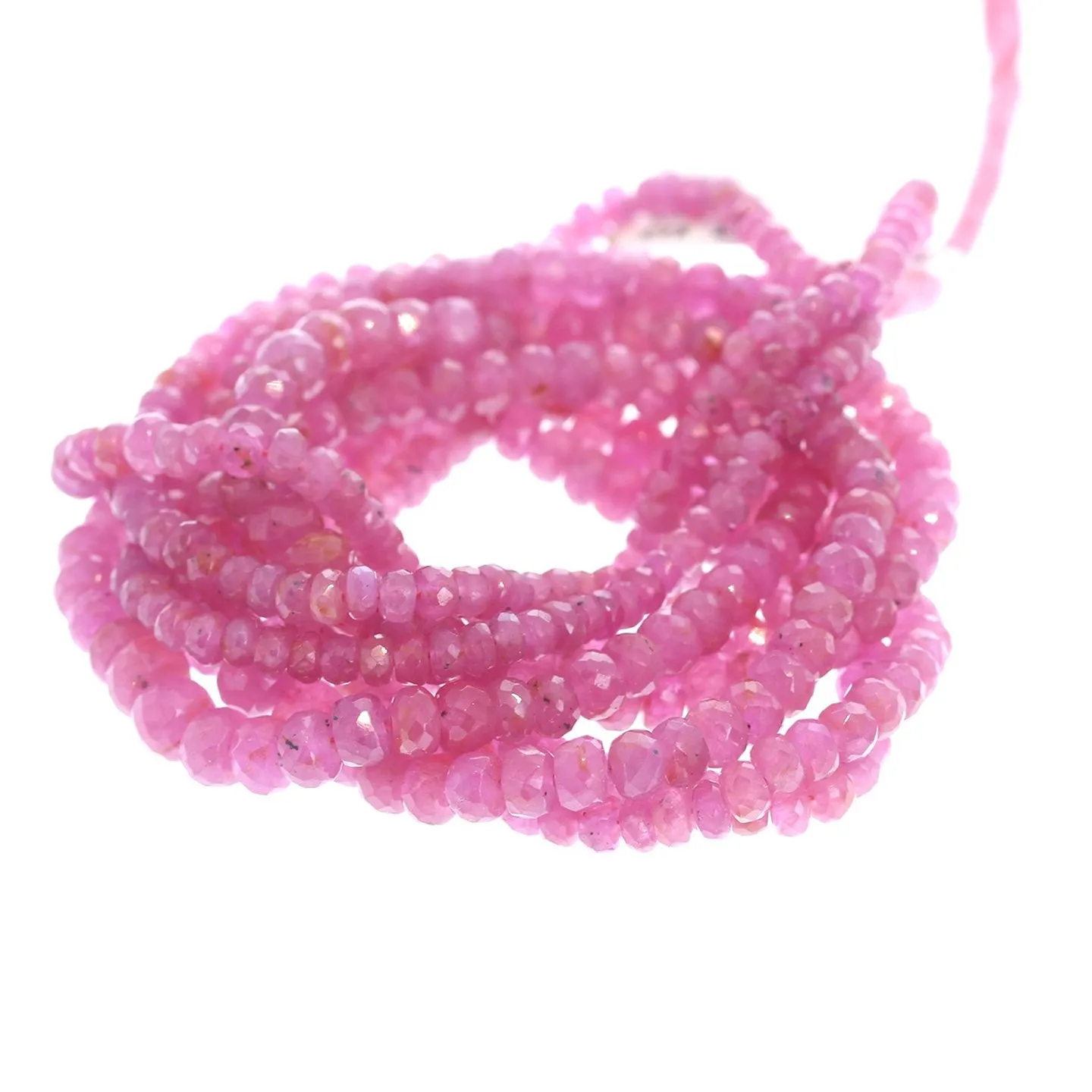 Sapphire Beads Faceted Rondelles Hot Pink 3-5.5Mm 16