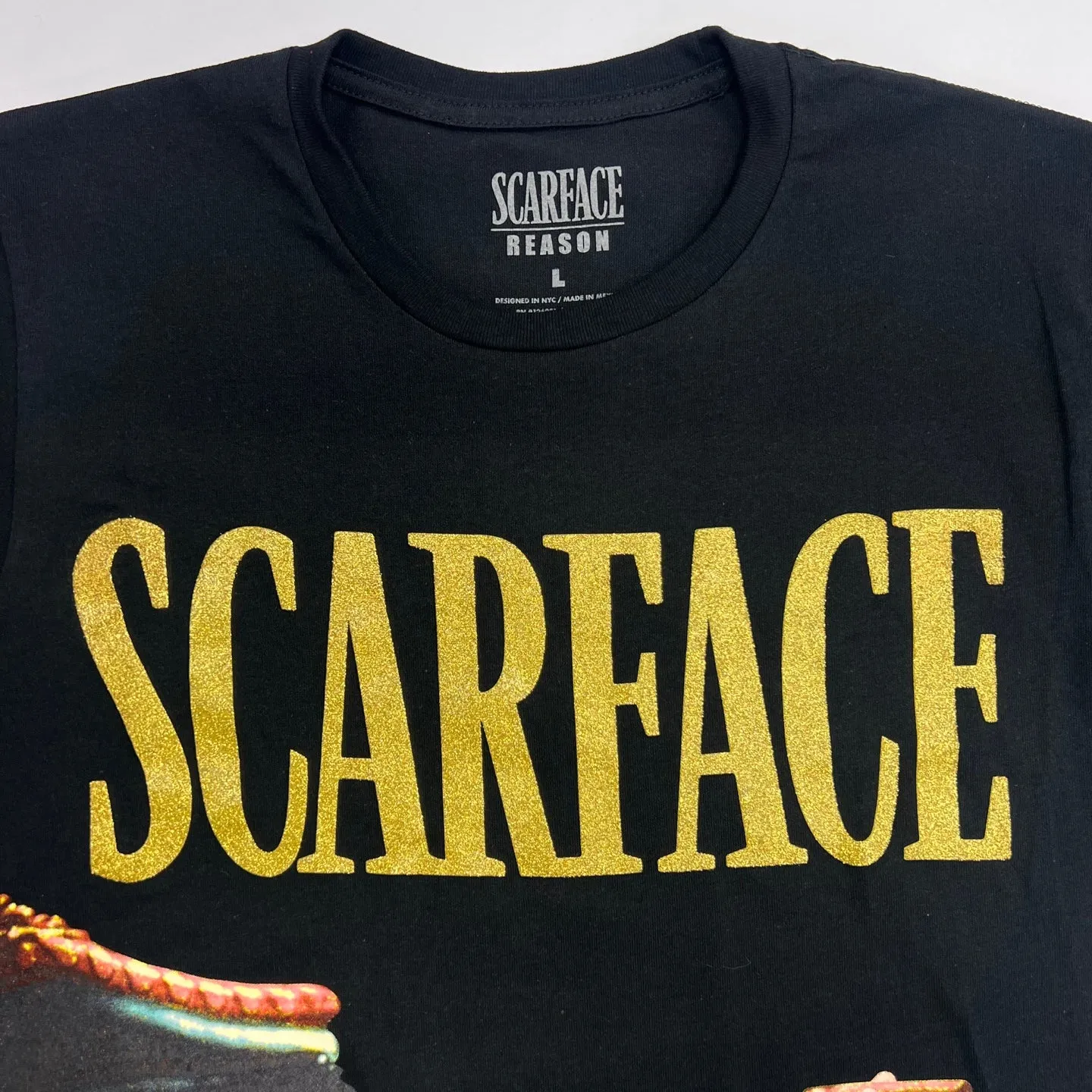 SCARFACE Glittering Lettering Graphic T-Shirt