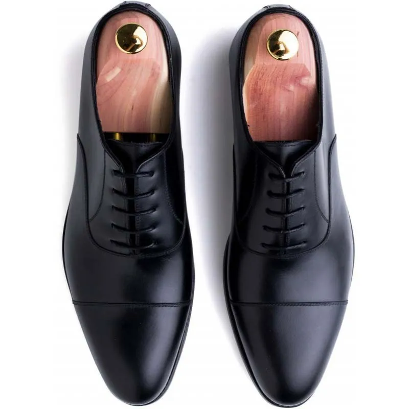 Skolyx black plain cap toe oxford