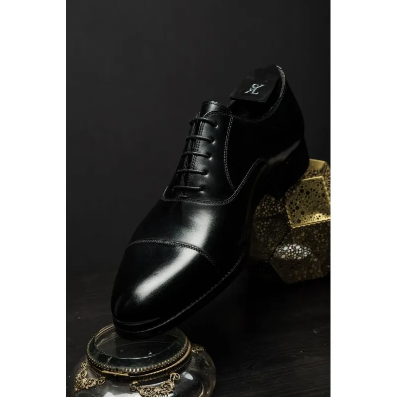 Skolyx black plain cap toe oxford