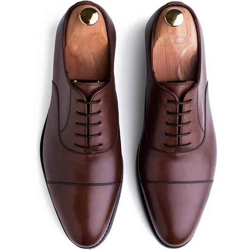 Skolyx dark brown plain cap toe oxford